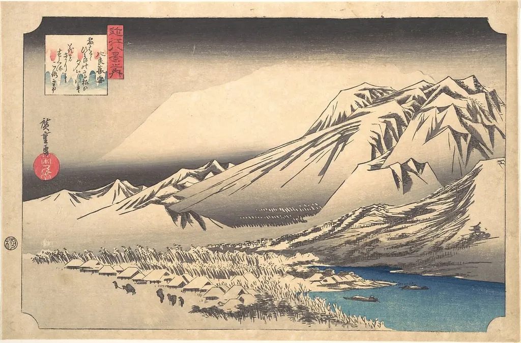 Hira no Bosetsu|近江八景の内 比良暮雪|Evening Snow on Mount Hira, by Utagawa Hiroshige, ink, 1828
