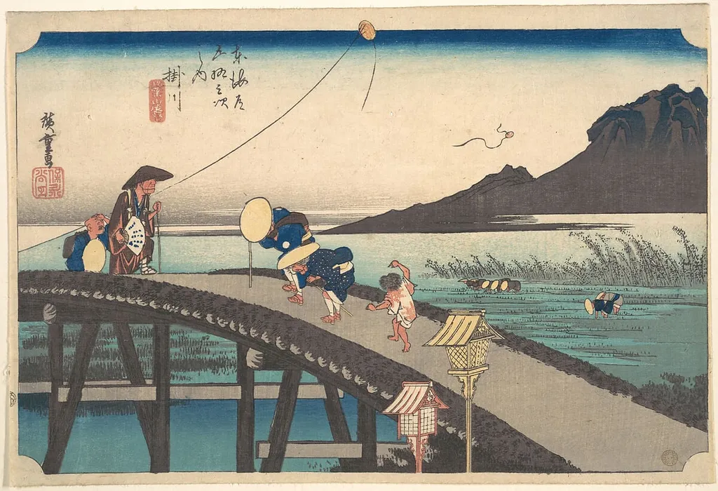 東海道五十三次之内 掛川 秋葉山遠望|Kakegawa, Akihasan Empo, by Utagawa Hiroshige, ink, 1834