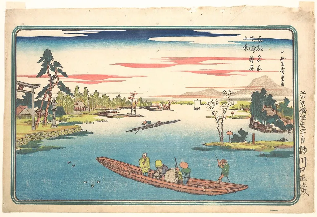 Masaki, boshun no kei|東都名所 真崎暮春之景|A View of Late Spring at Masaki, by Utagawa Hiroshige, ink, 1831