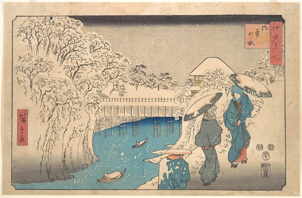 江戸名所 御茶の水|Meguro, by Utagawa Hiroshige, ink