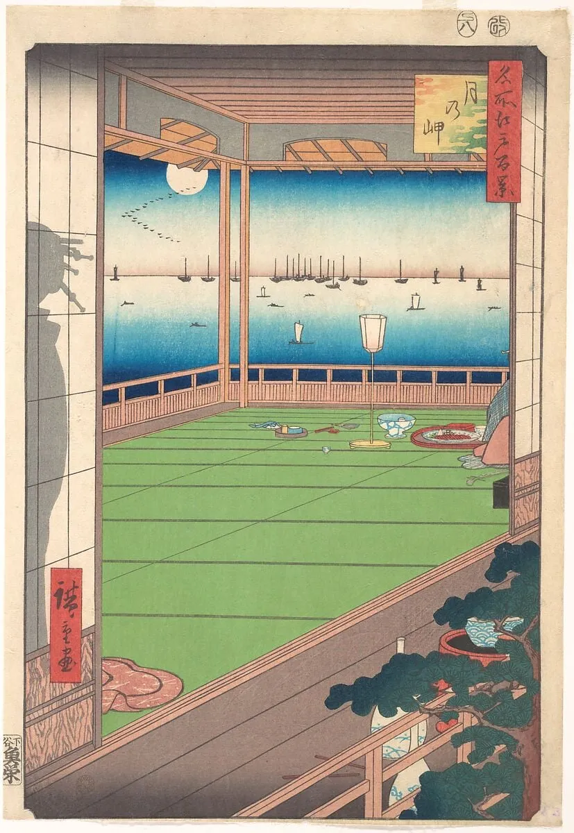 名所江戸百景 月の岬|Moon Viewing Point, by Utagawa Hiroshige, ink, 1857