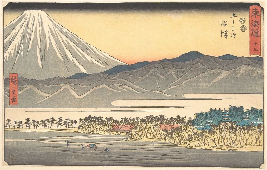 東海道五十三次 沼津|Numazu, by Utagawa Hiroshige, ink, 1840