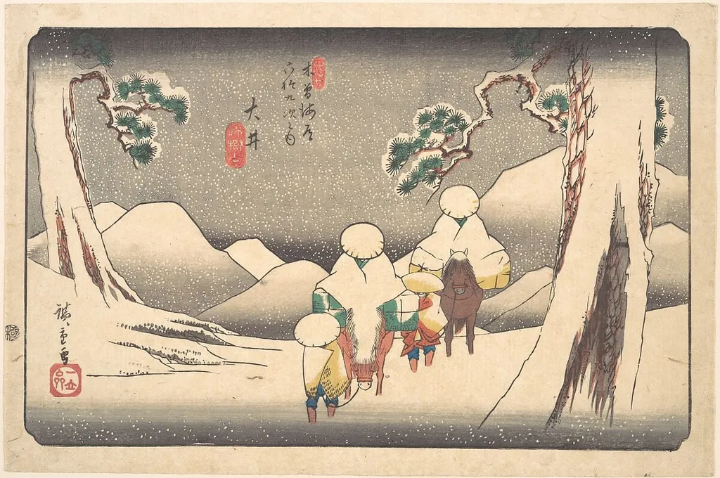 木曽海道六拾九次之内 大井|Ōi, by Utagawa Hiroshige, ink, 1828