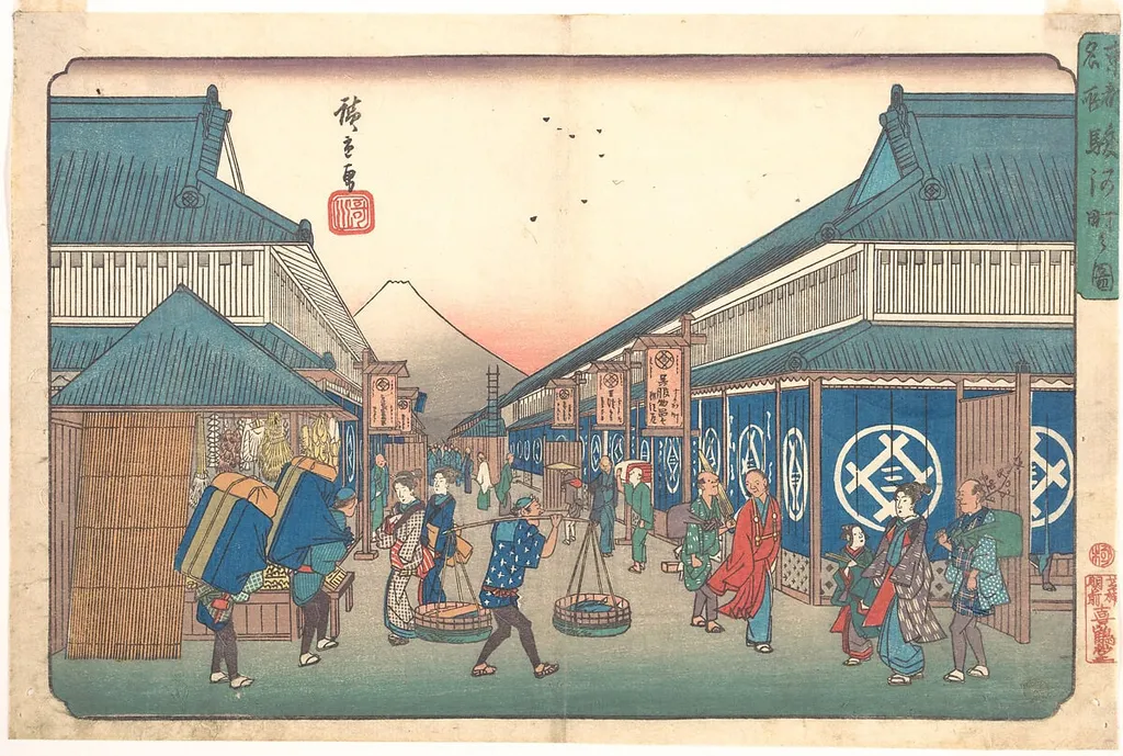 東都名所 駿河町の図|Suruga Street, by Utagawa Hiroshige, ink, 1836