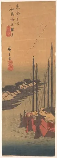 東都名所　佃島海辺朧月|Tsukudajima no Oborozuki, by Utagawa Hiroshige