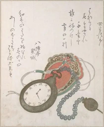 西洋風の懐中時計『春雨集』 摺物帖|Western Pocket WatchFrom the Spring Rain Collection (Harusame shū), vol. 3, by Utagawa Hiroshige