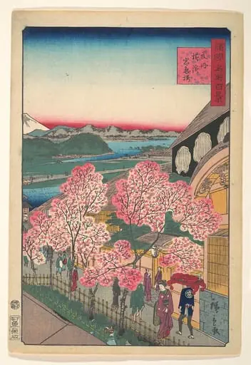 Bushu Yokohama Gankirō|諸国名所百景 武州横浜岩亀楼|Entrance to the Gankirō Tea House in the Miyozaki District, Yokohama, Bushu, by Utagawa Hiroshige II