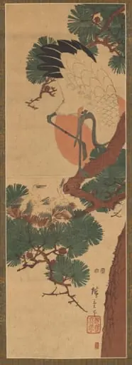 Stork, Sun, and Pine, by Utagawa Hiroshige II