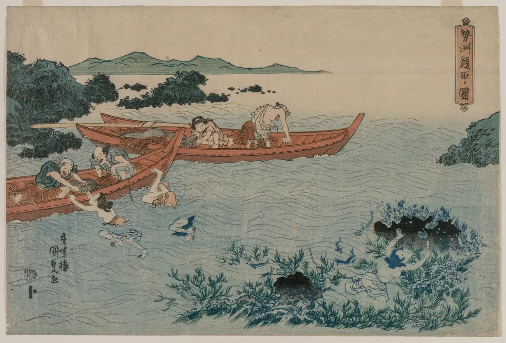 Abalone Divers off the Coast of Ise, from an Untitled Landscape Series, by Utagawa Kunisada, 1834