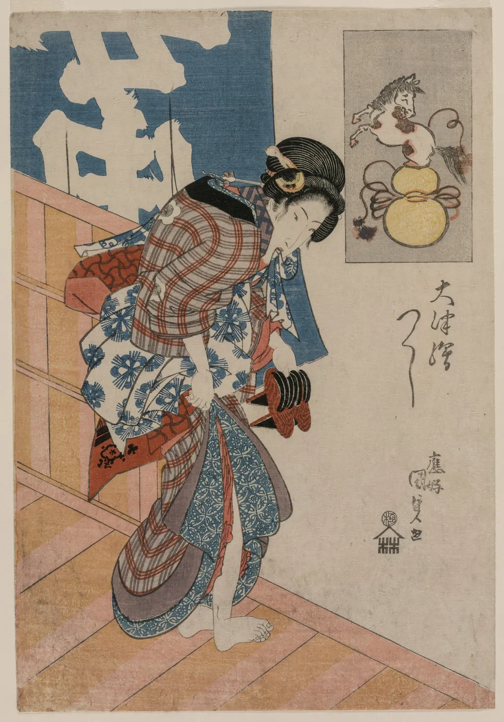 Woman Leaving a Bath House (from the series Pictures from Otsu), by Utagawa Kunisada, 1824