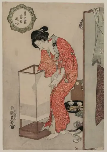 Woman Putting Out a Light (from the series Modern Customs: Frost Beneath the Stars), by Utagawa Kunisada