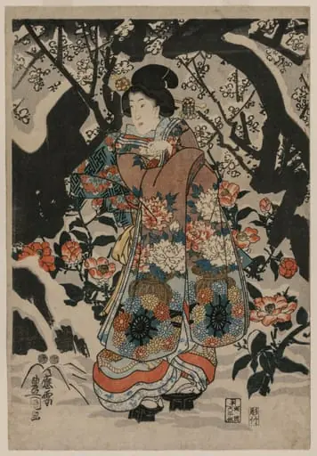 Woman Standing Beside a Plum Tree, by Utagawa Kunisada