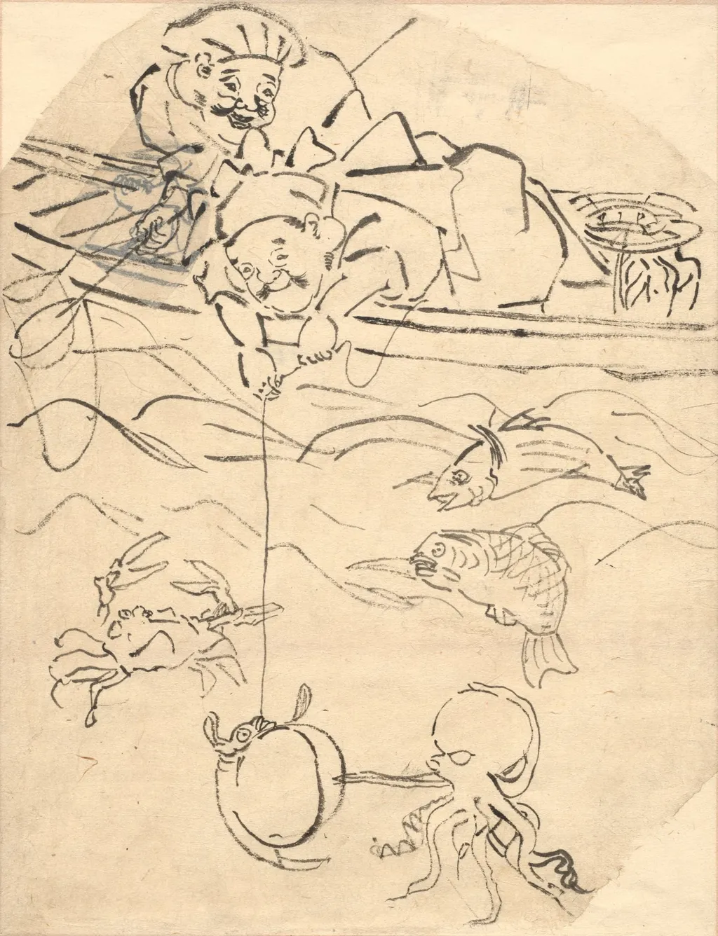 Daikoku and Ebisu, Two of the Seven Gods of Happiness, by Utagawa Kuniyoshi, 1834
