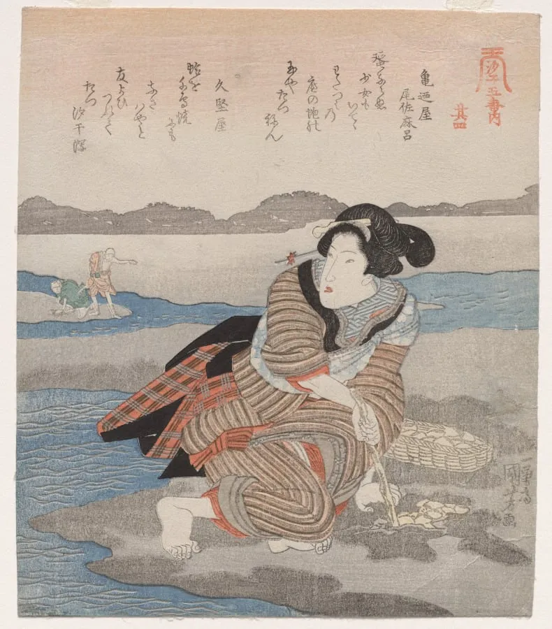 Fourth Print from A Low Tide Pentaptych, by Utagawa Kuniyoshi, 1830