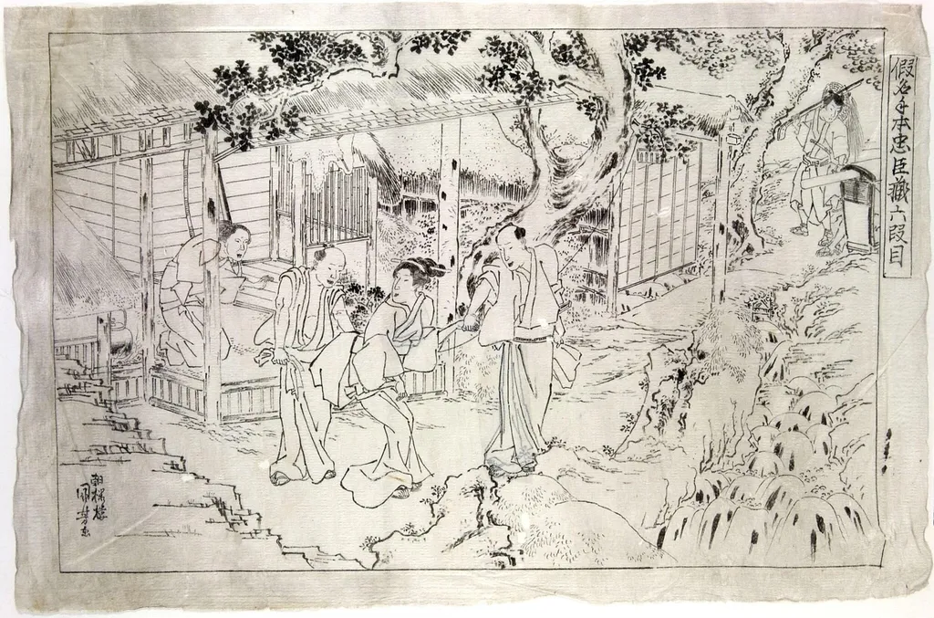 Treasury of the Forty-seven Loyal Retainers, by Utagawa Kuniyoshi, paint, 1836