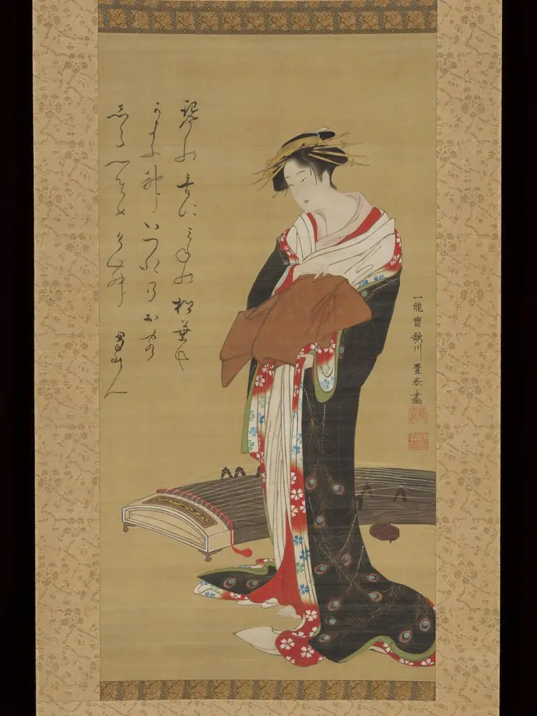 Female Entertainer with a Koto, by Utagawa Toyoharu