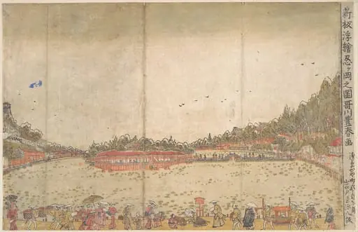 新板浮絵忍ヶ岡之圖|Perspective Print: Shinobazu Pond, by Utagawa Toyoharu