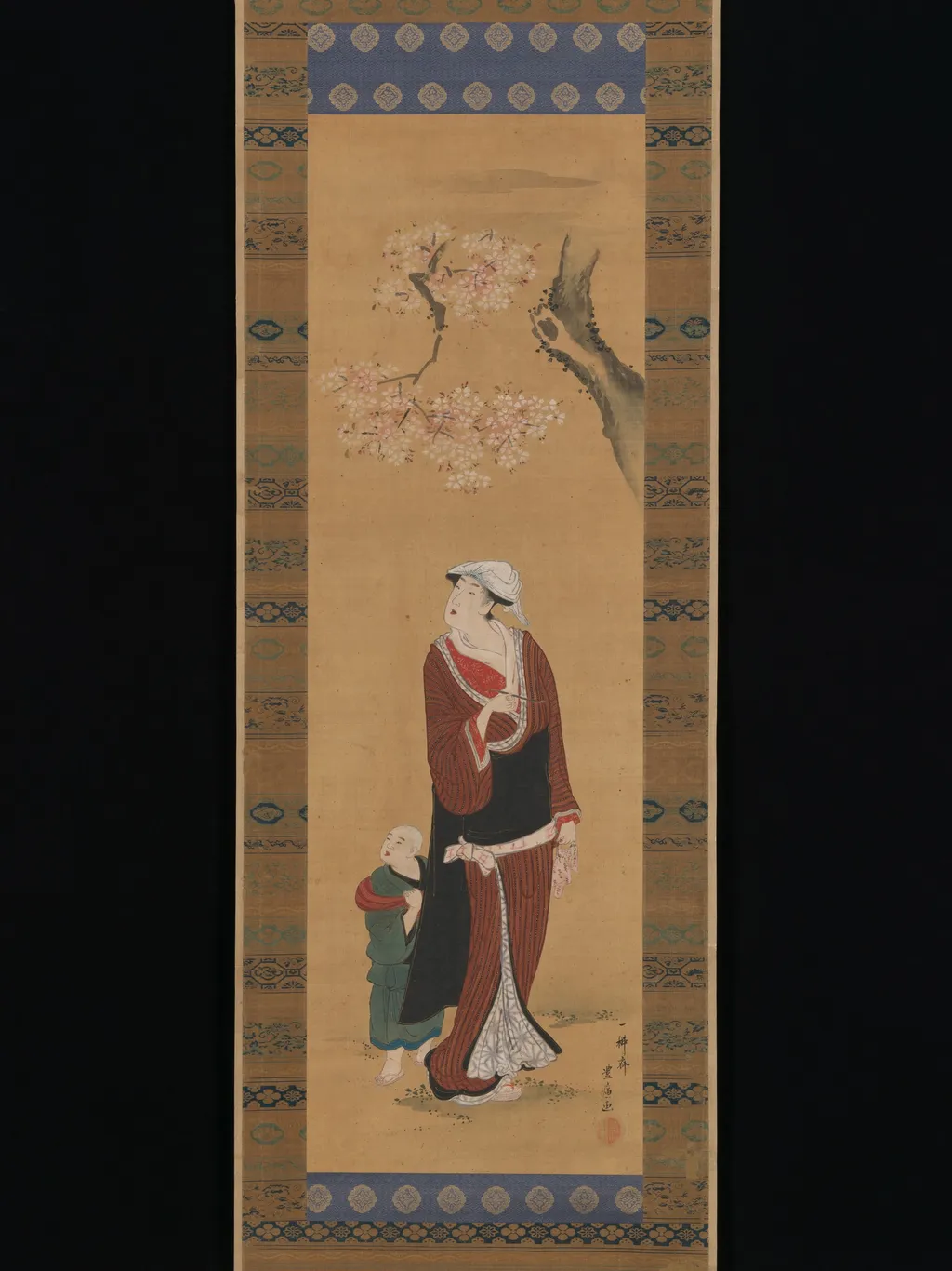 Woman and Child under a Cherry Tree, by Utagawa Toyohiro, unspecified, 1798