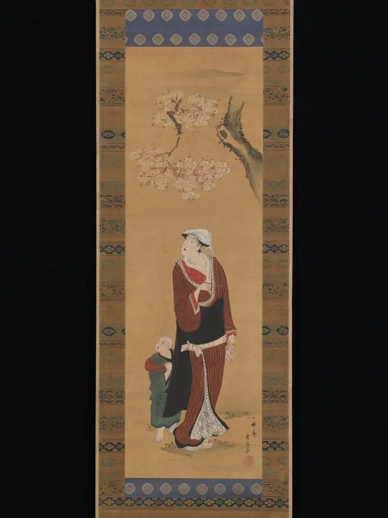 Woman and Child under a Cherry Tree, by Utagawa Toyohiro