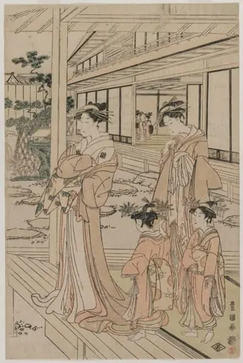 Courtesan Standing on a Veranda, by Utagawa Toyokuni I