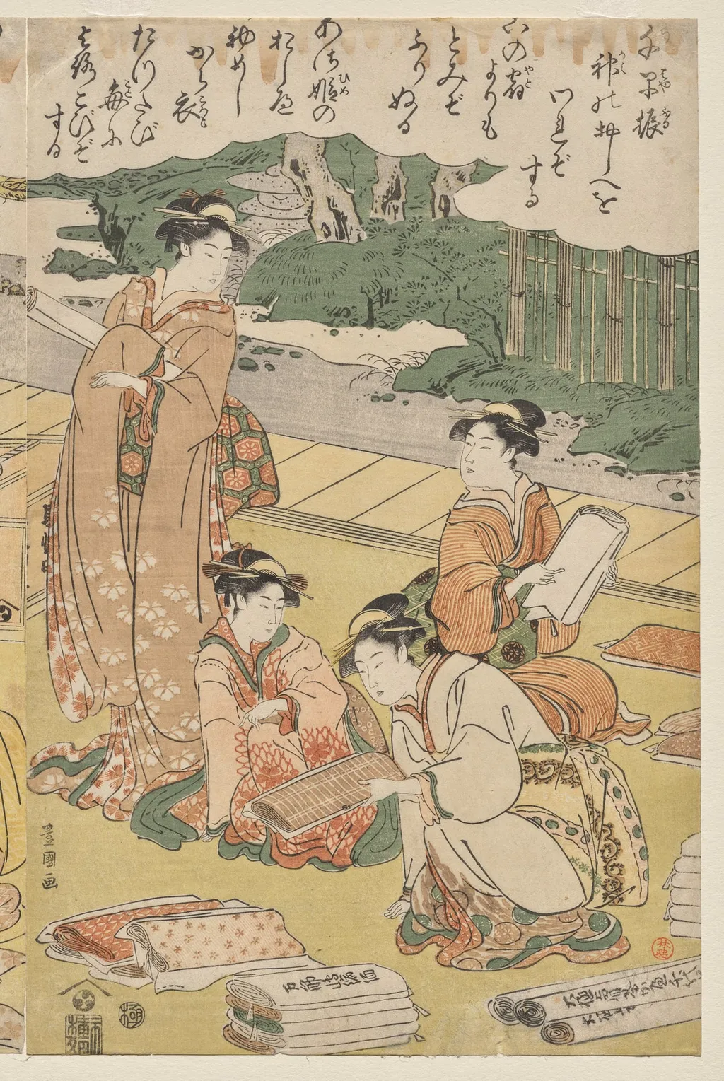 Women Making Clothing, by Utagawa Toyokuni I, 1794