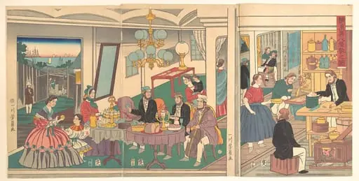 歌川芳員画　「横浜異人屋敷之圖」|A Foreign Residence in Yokohama