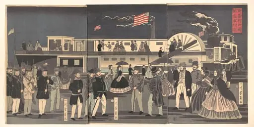 「亞墨利加國蒸氣車往来」|“America”: A Steamship in Transit