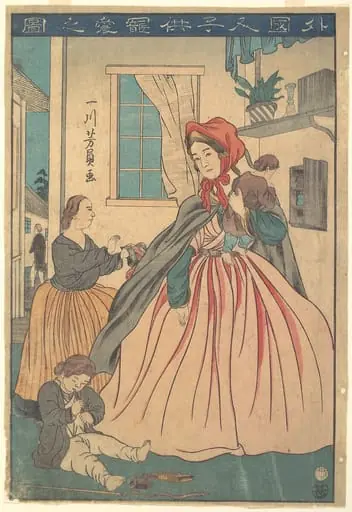 Gaikokujin kodomo choai no zu|A Foreigner Enjoying Her Children, by Utagawa Yoshikazu