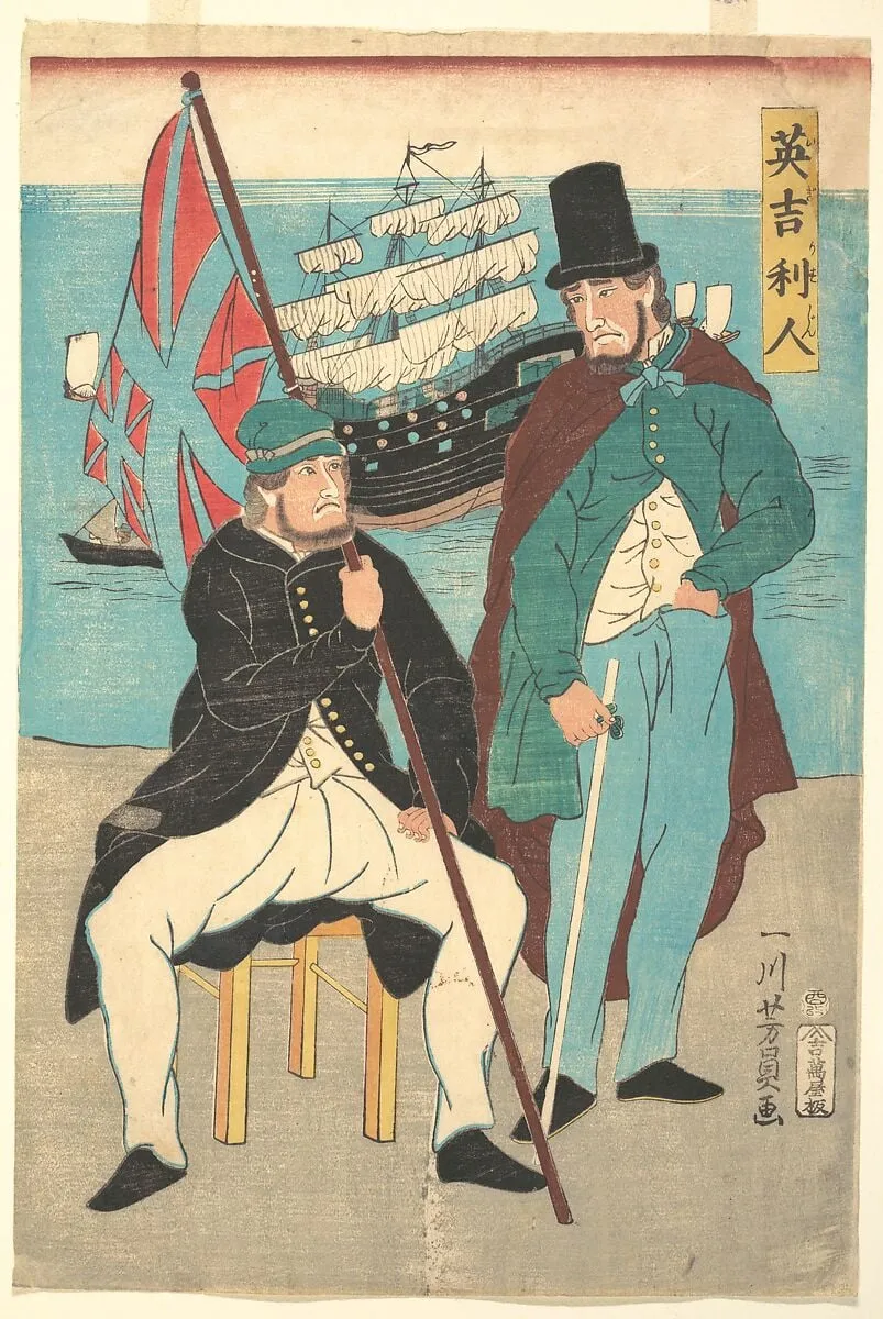 Igirisujin|Englishmen, by Utagawa Yoshikazu, ink, 1861