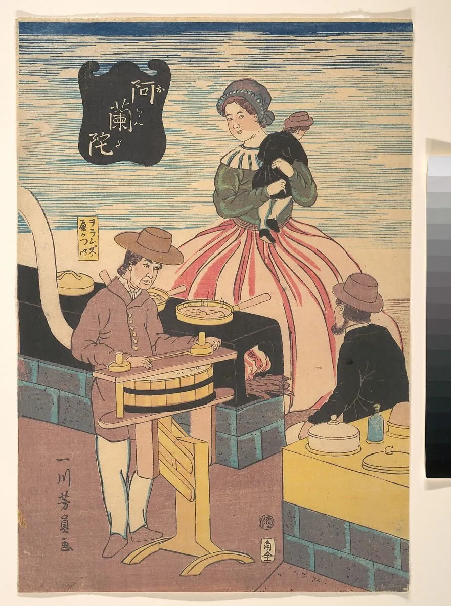 Oranda|A Dutch Group, by Utagawa Yoshikazu, ink, 2