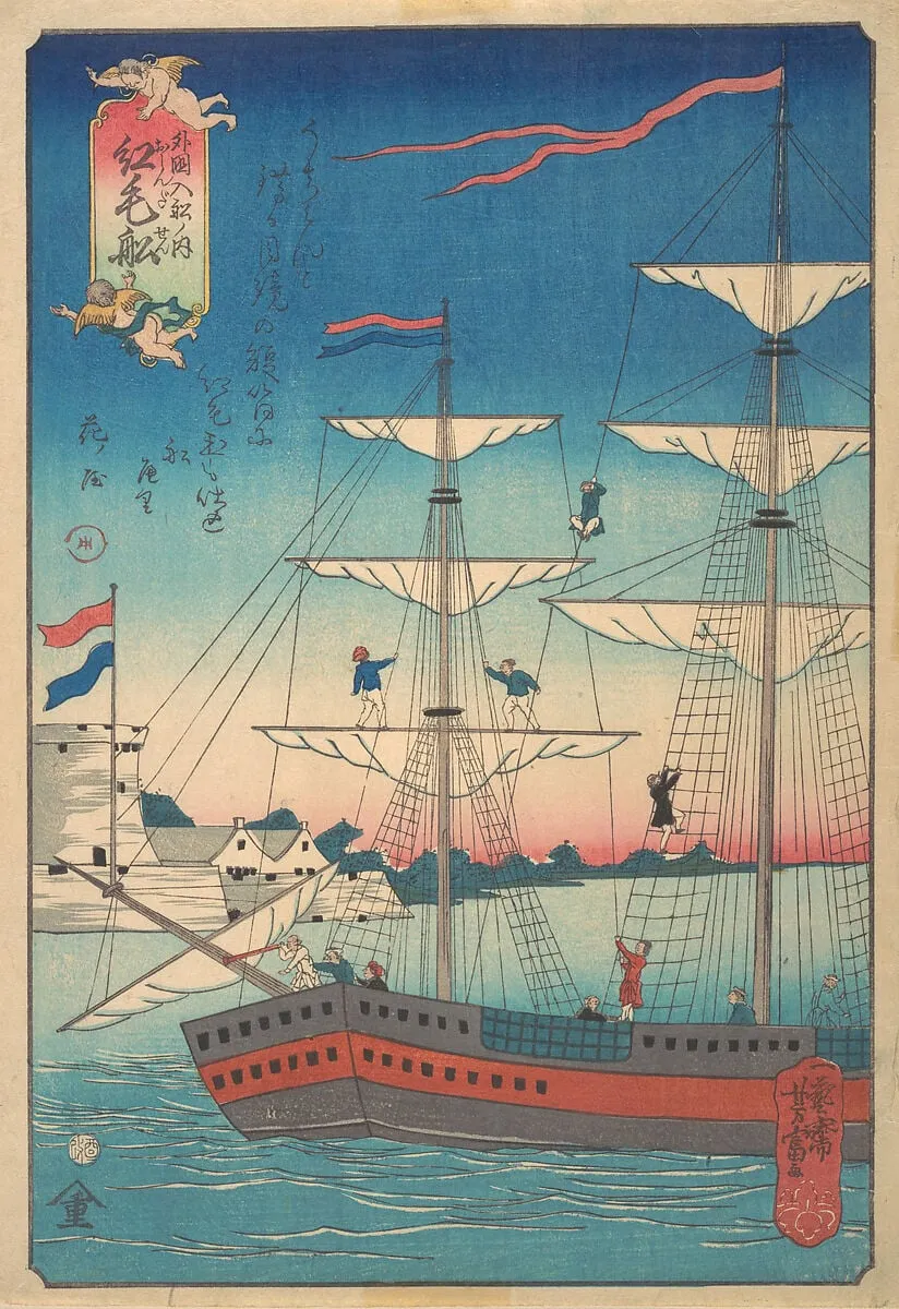 Orandasen|Dutch Ship, by Utagawa Yoshitomi, ink, 2