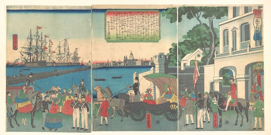 Igirisu Rondon no kaiko|The Port of London England, by Utagawa Yoshitora, ink, 2