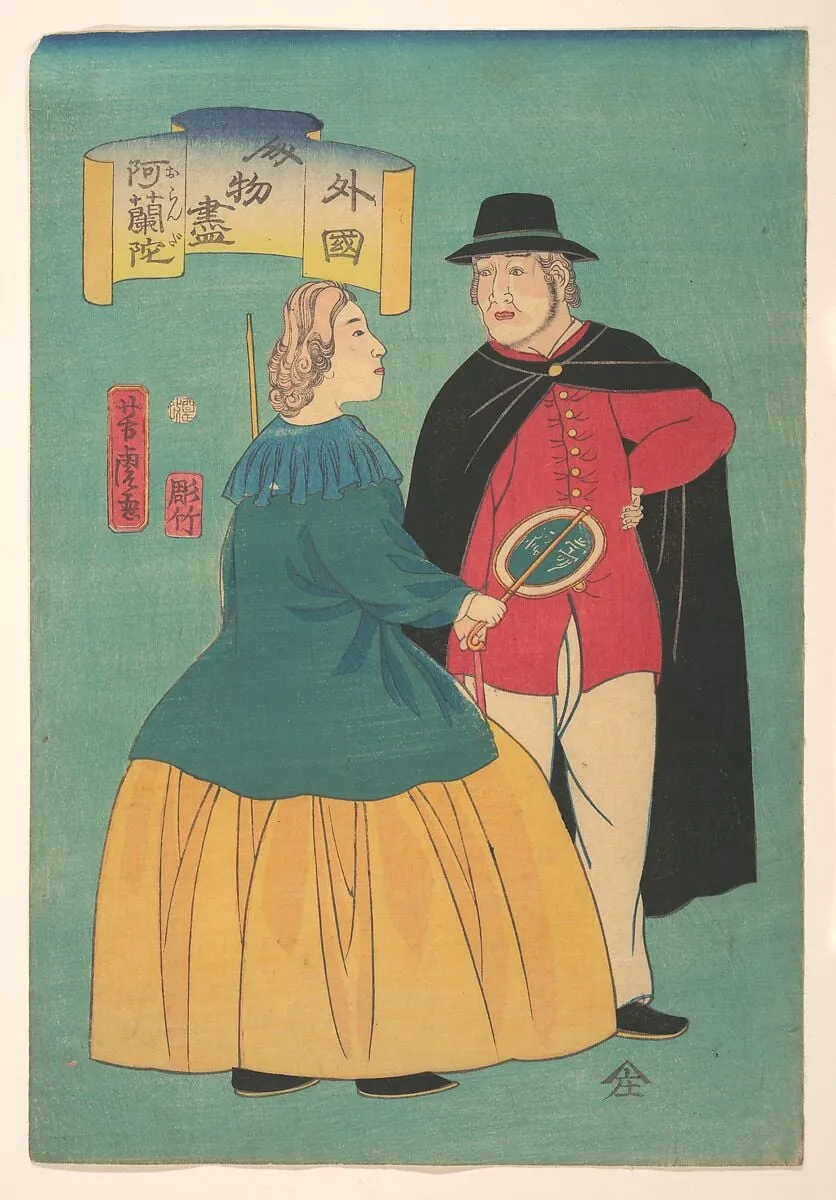 Oranda|Dutch Couple, by Utagawa Yoshitora, ink, 1