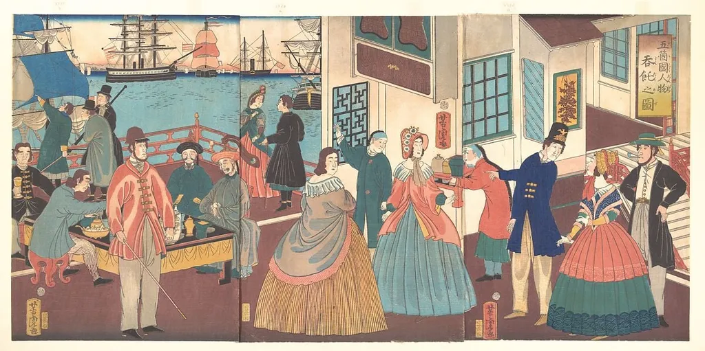 五箇国人物呑託之図|People of the Five Nations, by Utagawa Yoshitora, ink, 1861