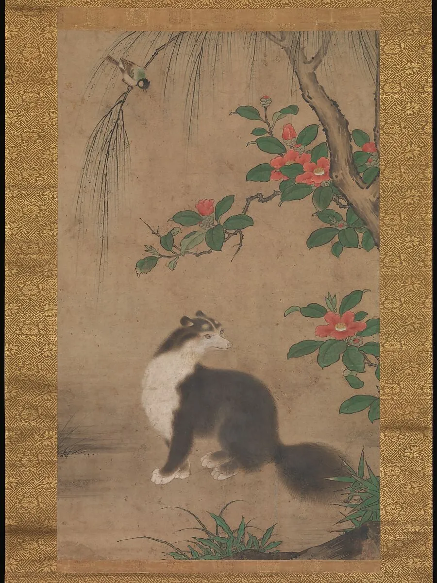 右都御史筆 麝香猫図|Musk Cat, by Uto Gyoshi, ink, 1574