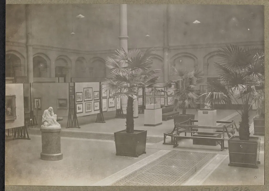 Victoria and Albert Museum, Exhibition of paintings, North court, north-west corner, by V&A, photographic, 1915