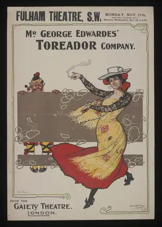 Poster advertising The Toreador at the Fulham Theatre, 1902, by Val Prince, 1902