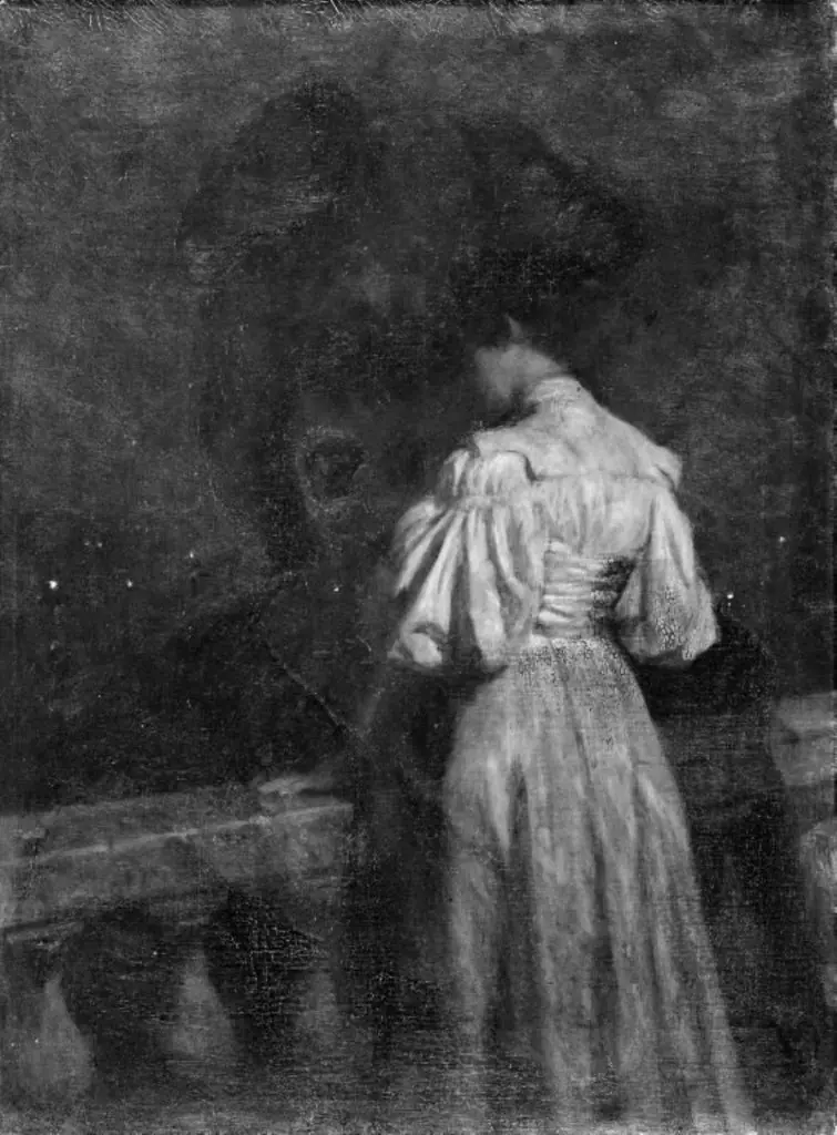 En ung dame på en altan, by Valdemar Irminger