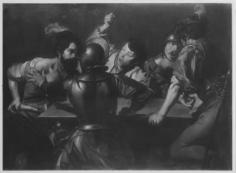 Soldaten beim Würfelspiel (Kopie nach), by Valentin de Boulogne, unspecified, 1611