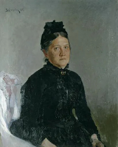 Wife of Kostroma manifacture's director, by Valentin Serov, oil, 1898