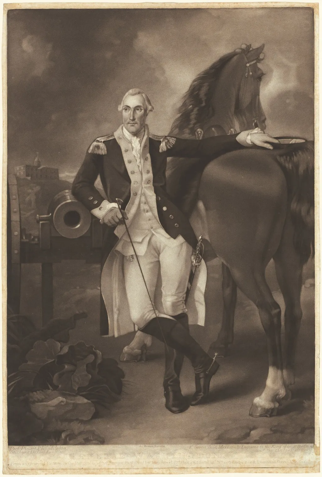 George Washington, by Valentine Green, ink, 1785