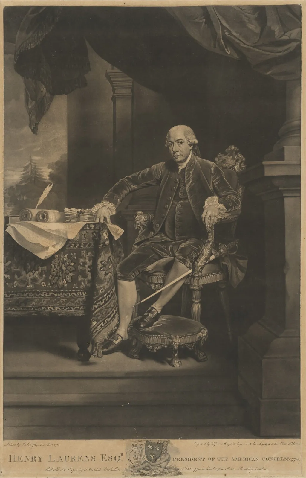 Henry Laurens, by Valentine Green, ink, 1782