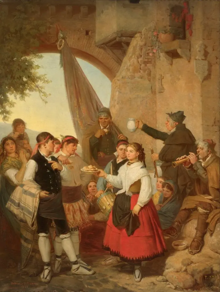El presente. Fiesta mayor en Moncayo (Aragón) la víspera del santo patrono, by Valeriano Bécquer