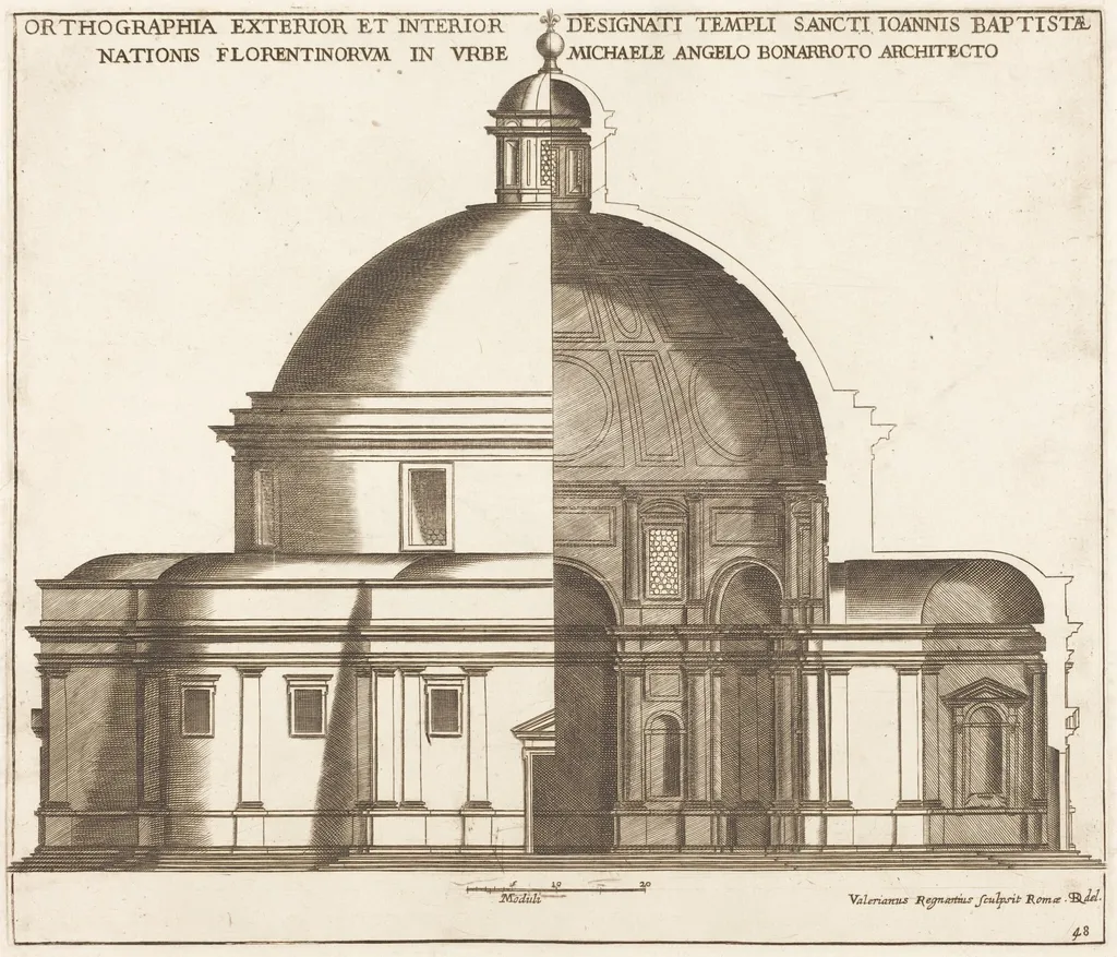 Section of the Church of Saint John the Baptist, by Valerien Regnard, ink, 1650