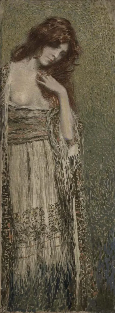 Woman figure. Sadness, by Vardges Sureniants, oil, 1900