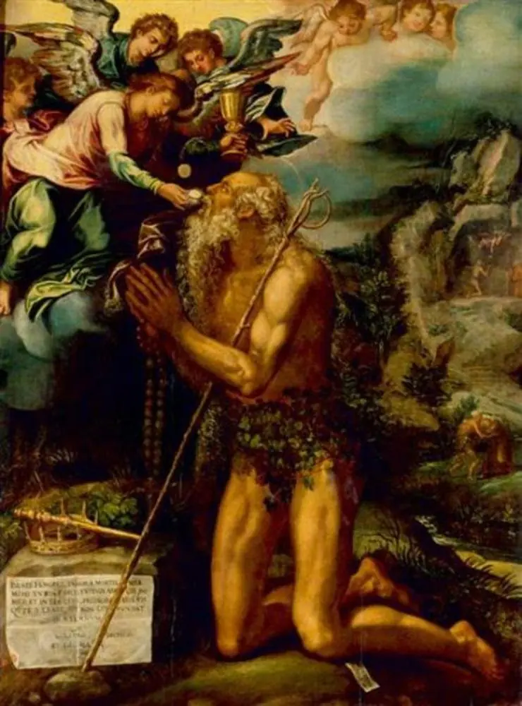 St. Onuphrius receiving Communion, by Vasco Pereira