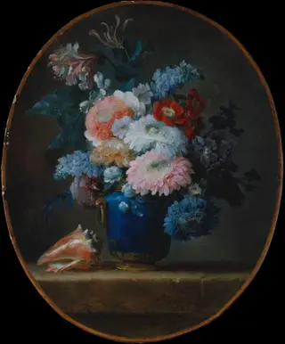 Vase of Flowers and Conch Shell, by Anne Vallayer-Coster