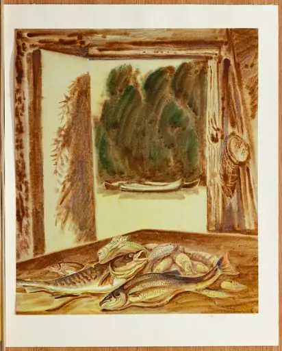 Natură statică cu pești, by Vasile Movileanu