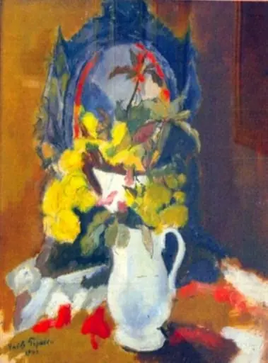 Natură statică cu vază de flori, by Vasile Popescu