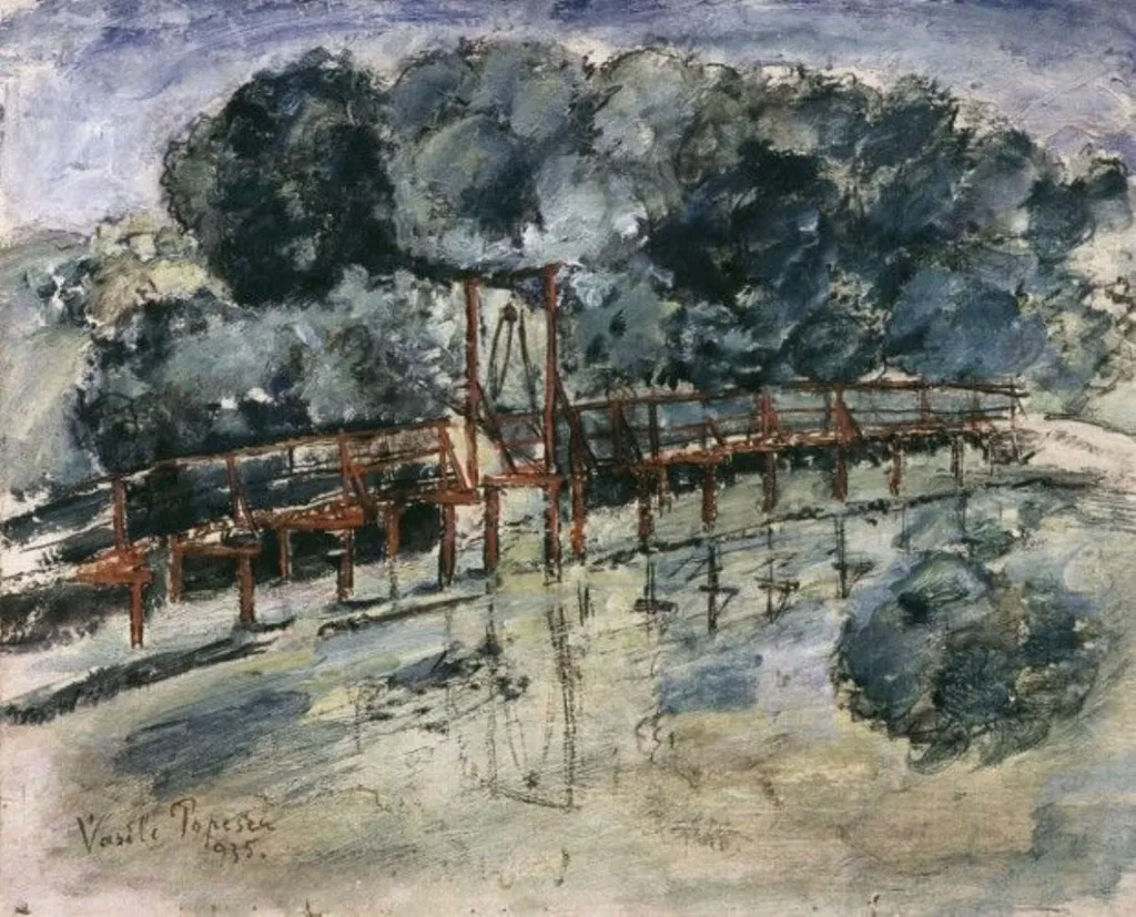 Peisaj cu pod, by Vasile Popescu, unspecified, 1935